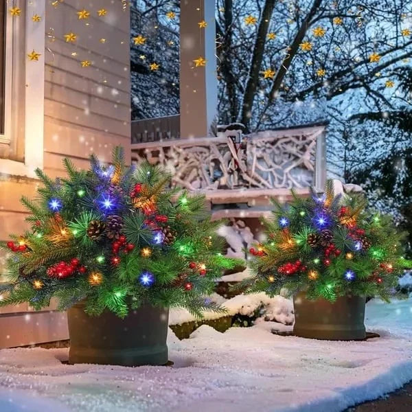 Pre-Lit Evergreen Urn Filler – warm white LED festive display