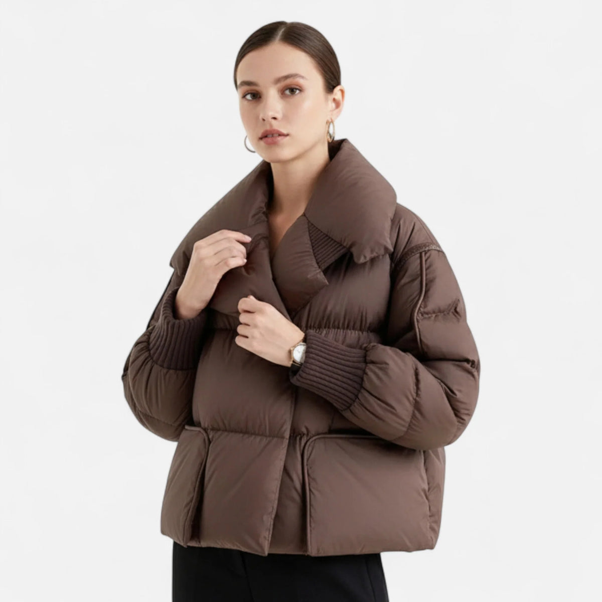 Puffer Coat Women - Short Style with Detachable Sleeves