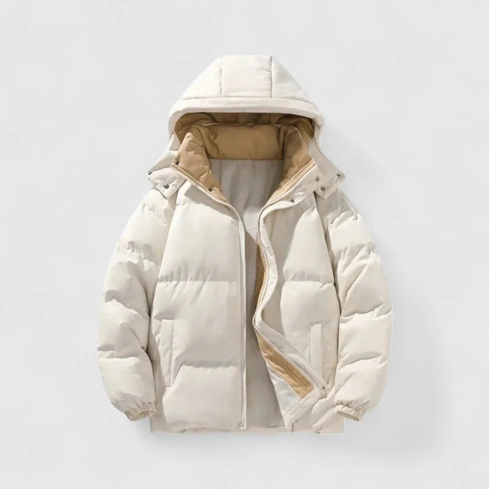 Puffer Jacket Men - Quilted Design with Detachable Hood