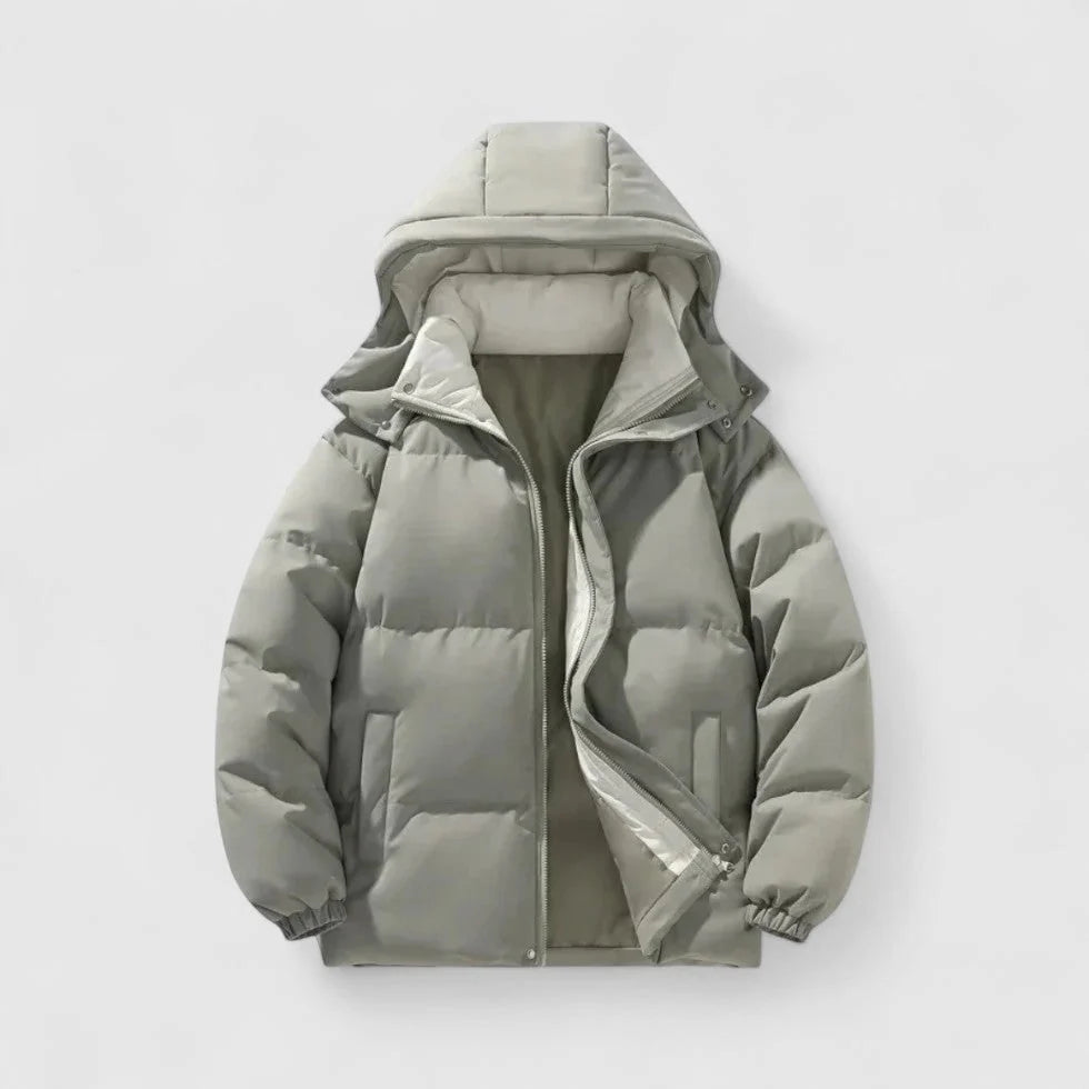 Puffer Jacket Men - Quilted Design with Detachable Hood