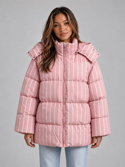 Puffer Jacket Women - Hooded Quilted Winter Coat