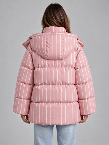 Puffer Jacket Women - Hooded Quilted Winter Coat