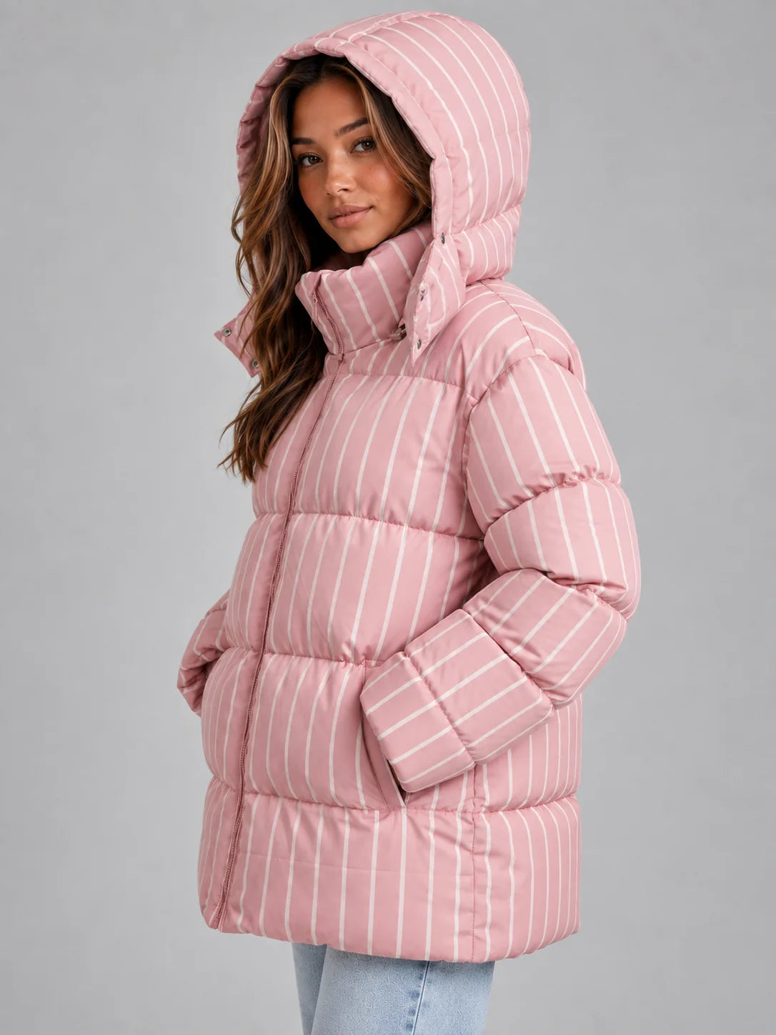 Puffer Jacket Women - Hooded Quilted Winter Coat