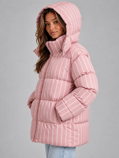 Puffer Jacket Women - Hooded Quilted Winter Coat