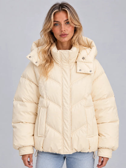 Puffer Jacket Women - Oversized Hooded Quilted