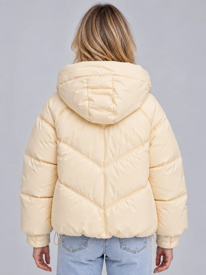 Puffer Jacket Women - Oversized Hooded Quilted