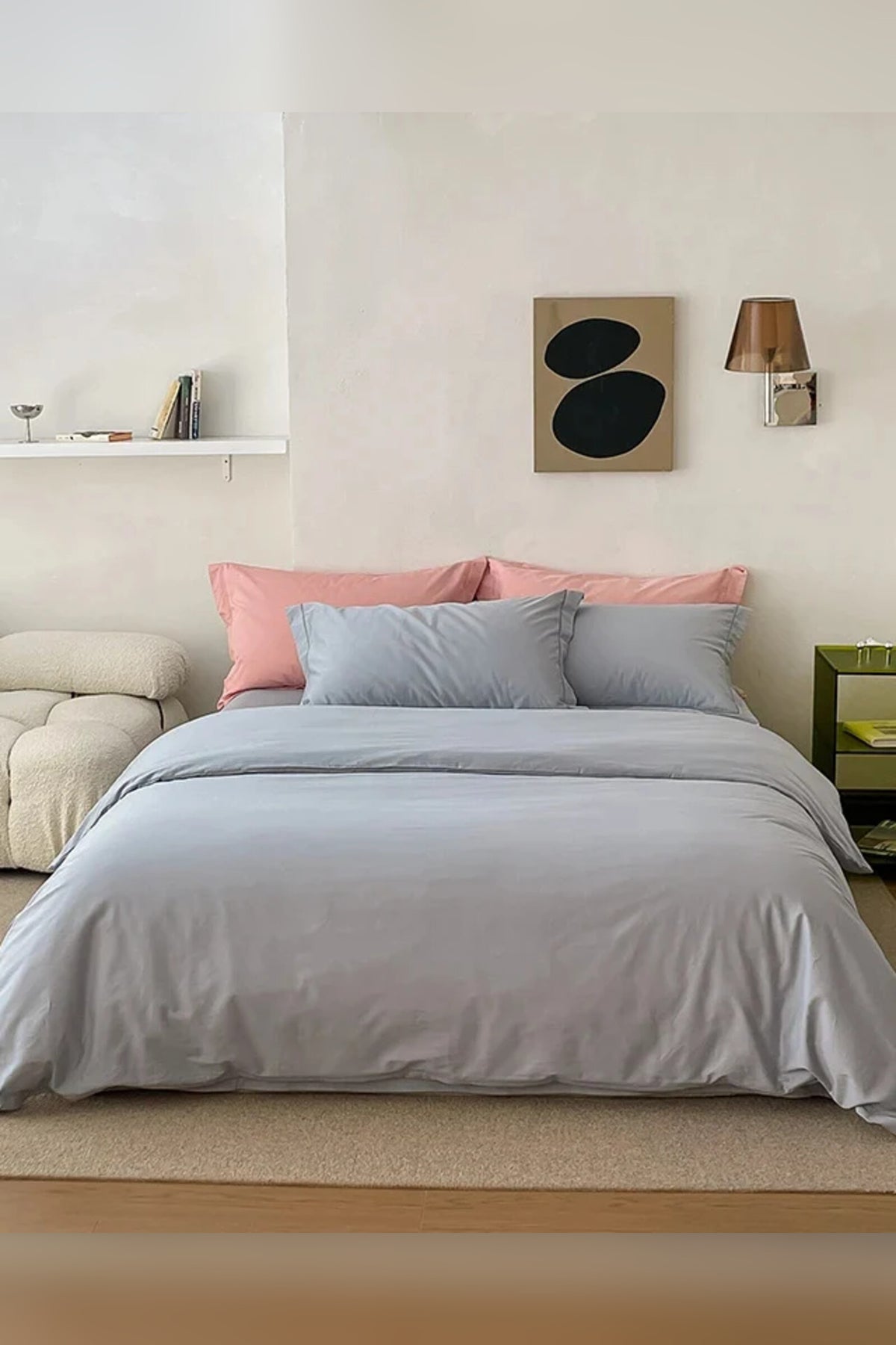 Reversible Cotton Bedding Set – satin finish, hotel closure