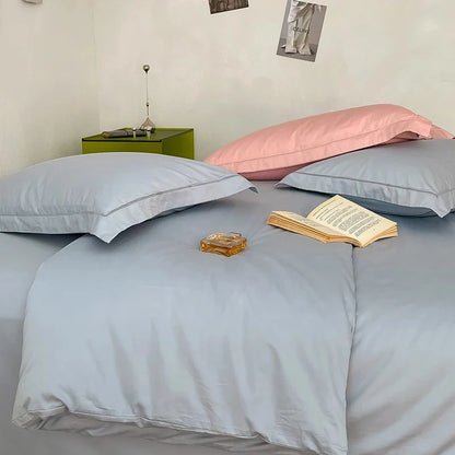 Reversible Cotton Bedding Set – satin finish, hotel closure