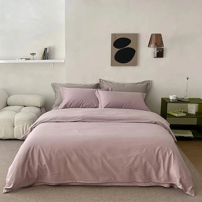Reversible Cotton Bedding Set – satin finish, hotel closure