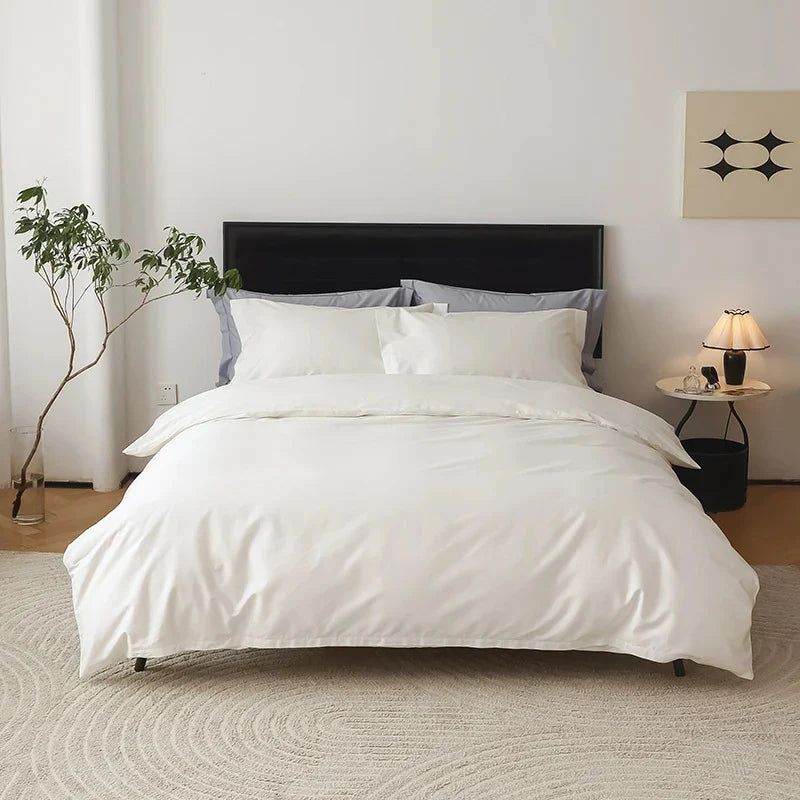 Reversible Cotton Bedding Set – satin finish, hotel closure
