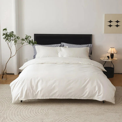 Reversible Cotton Bedding Set – satin finish, hotel closure