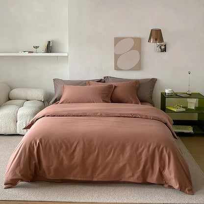 Reversible Cotton Bedding Set – satin finish, hotel closure