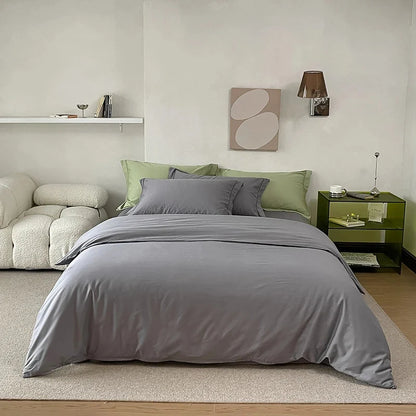 Reversible Cotton Bedding Set – satin finish, hotel closure
