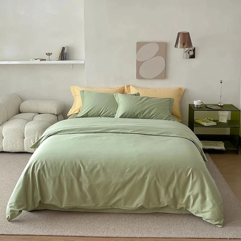 Reversible Cotton Bedding Set – satin finish, hotel closure