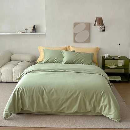 Reversible Cotton Bedding Set – satin finish, hotel closure
