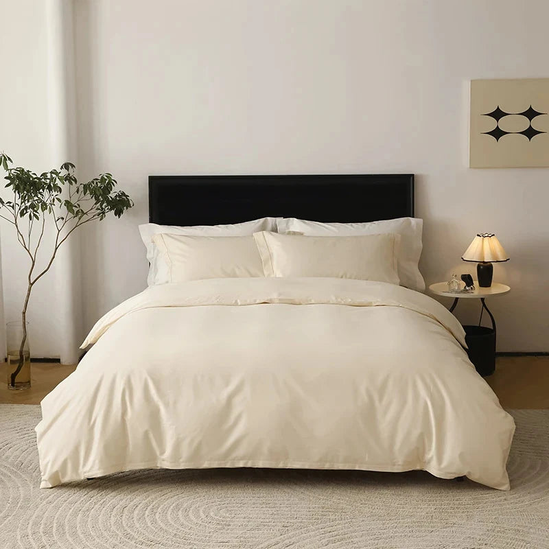 Reversible Cotton Bedding Set – satin finish, hotel closure