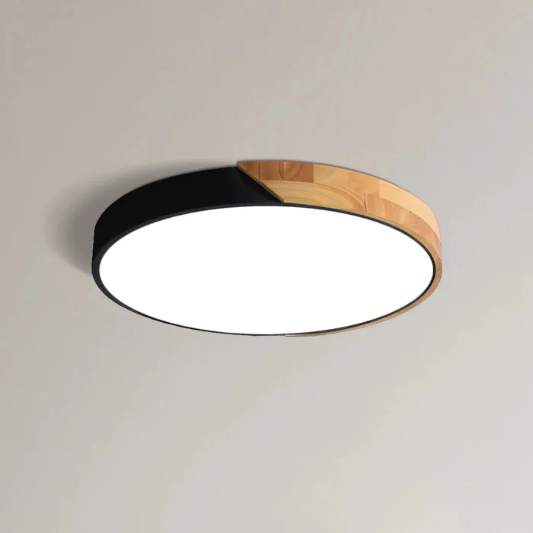 Scandinavian Wood Ceiling Light – flush mount design with colour options