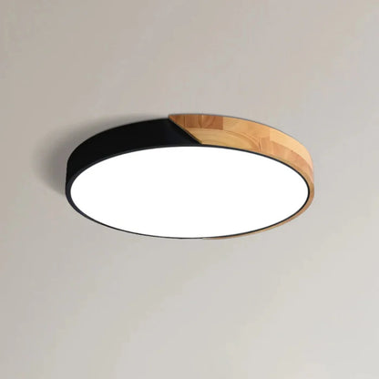 Scandinavian Wood Ceiling Light – flush mount design with colour options
