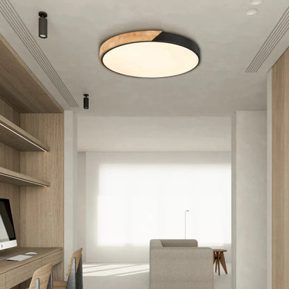 Scandinavian Wood Ceiling Light – flush mount design with colour options