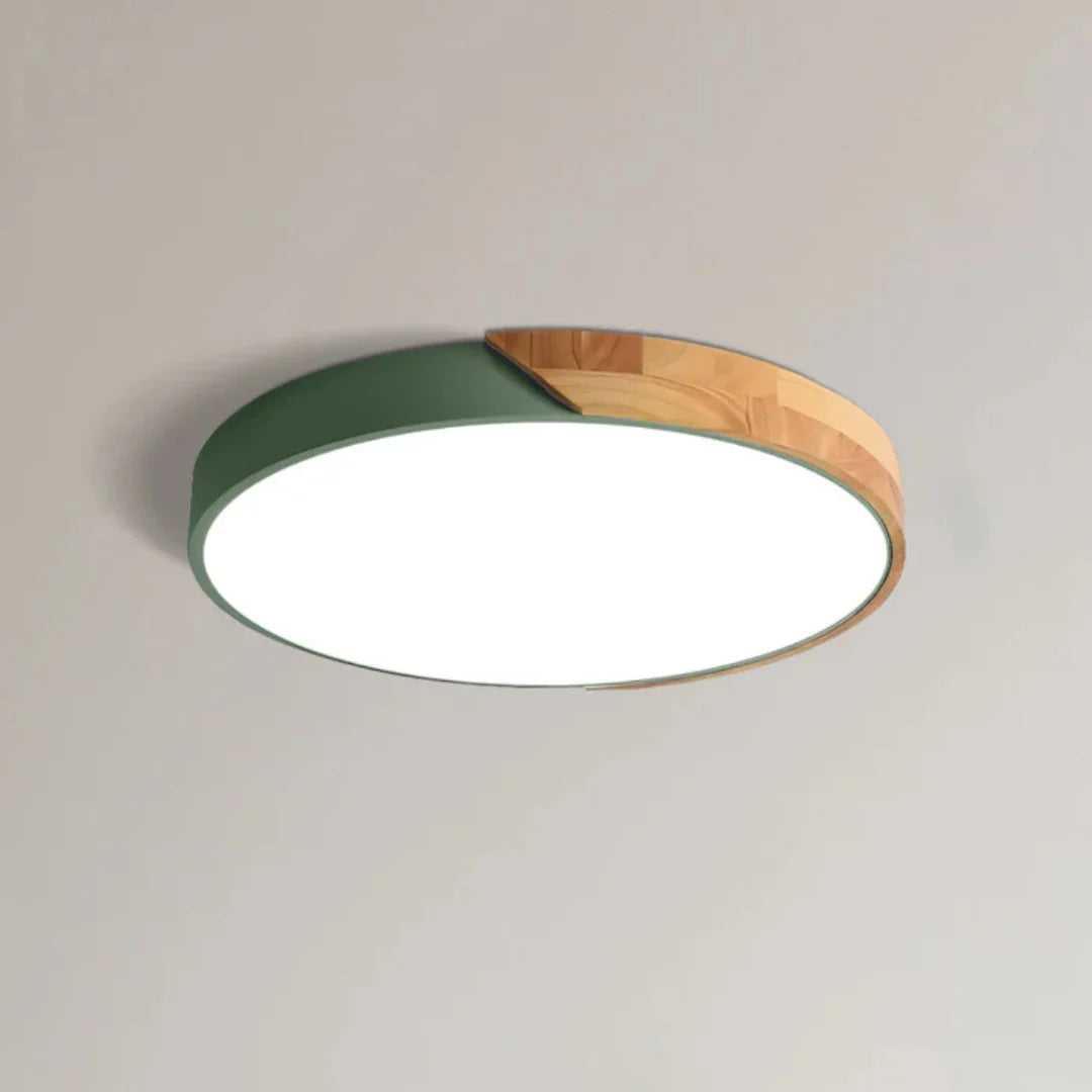 Scandinavian Wood Ceiling Light – flush mount design with colour options