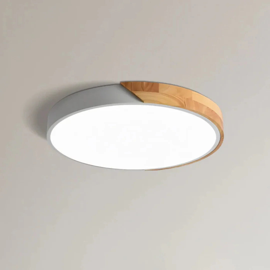 Scandinavian Wood Ceiling Light – flush mount design with colour options