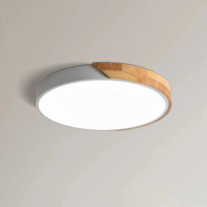 Scandinavian Wood Ceiling Light – flush mount design with colour options