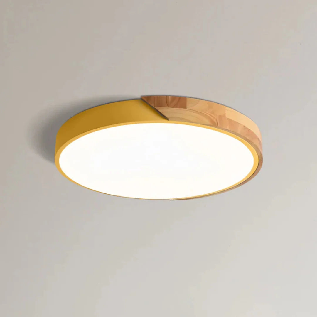 Scandinavian Wood Ceiling Light – flush mount design with colour options