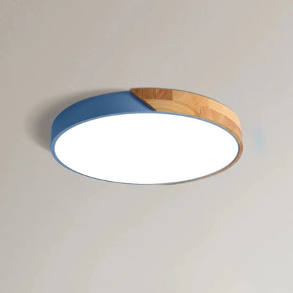Scandinavian Wood Ceiling Light – flush mount design with colour options