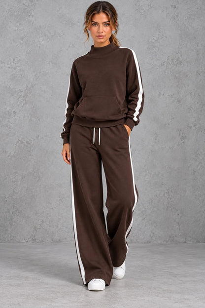 Set Women - Mock Neck Tracksuit with Side Stripes
