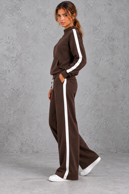 Set Women - Mock Neck Tracksuit with Side Stripes