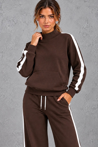 Set Women - Mock Neck Tracksuit with Side Stripes