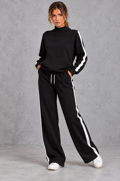 Set Women - Mock Neck Tracksuit with Side Stripes