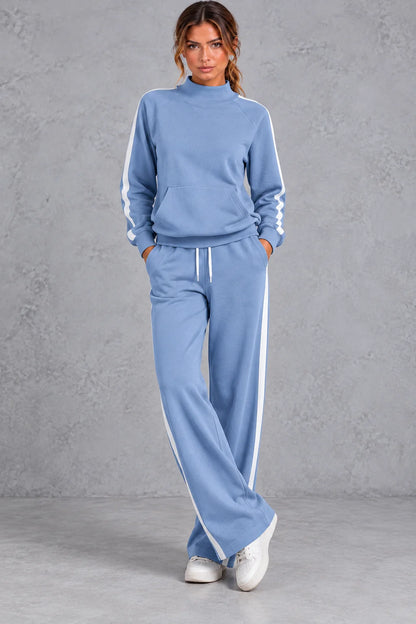 Set Women - Mock Neck Tracksuit with Side Stripes
