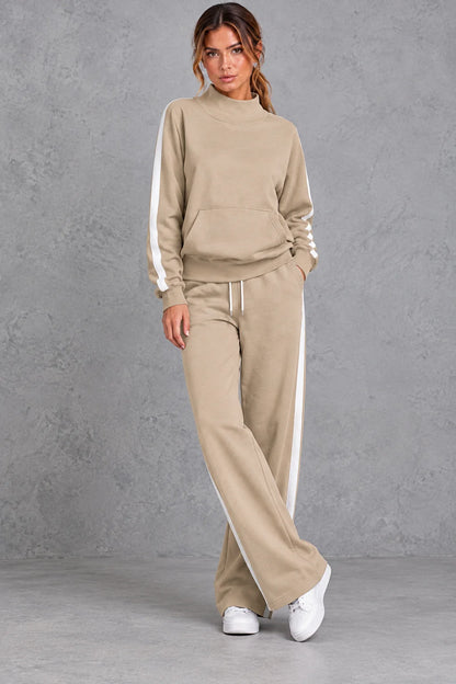 Set Women - Mock Neck Tracksuit with Side Stripes