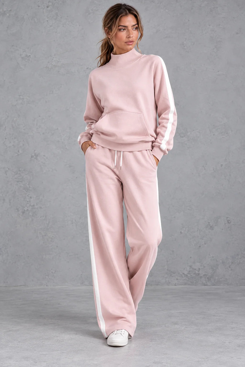 Set Women - Mock Neck Tracksuit with Side Stripes