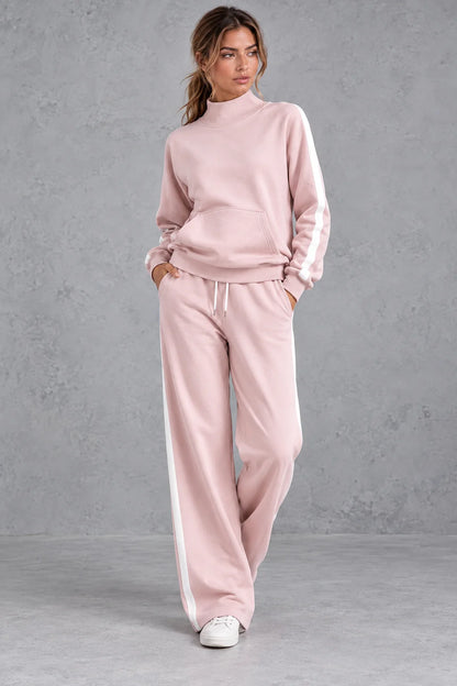 Set Women - Mock Neck Tracksuit with Side Stripes