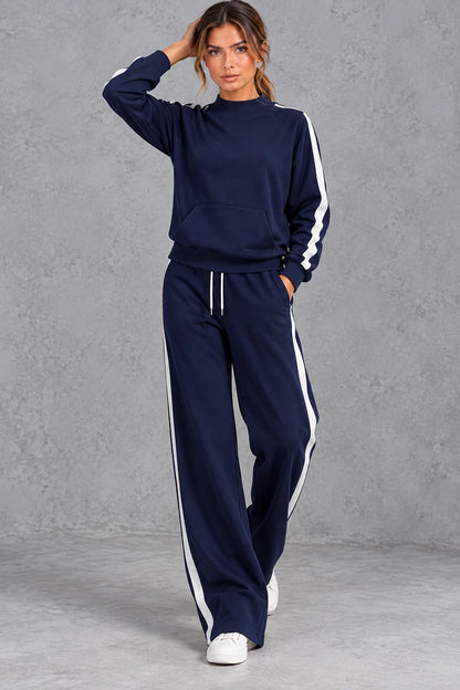 Set Women - Mock Neck Tracksuit with Side Stripes