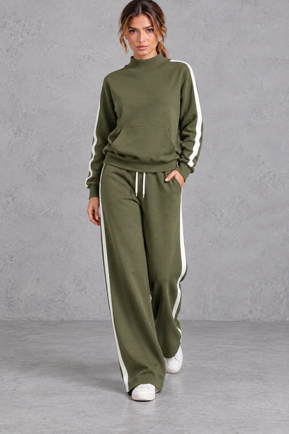 Set Women - Mock Neck Tracksuit with Side Stripes