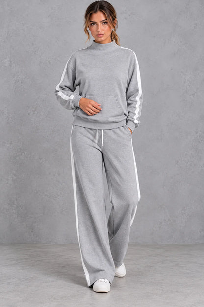 Set Women - Mock Neck Tracksuit with Side Stripes