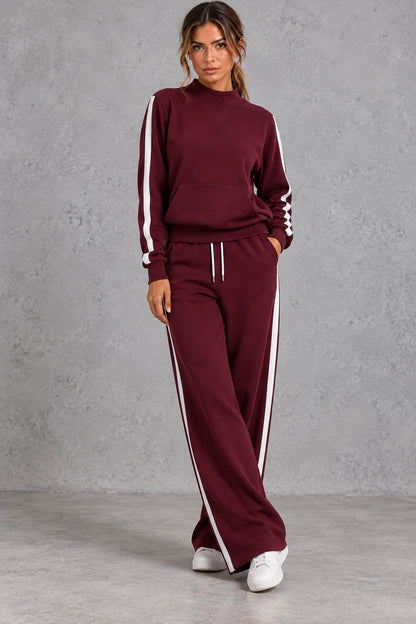 Set Women - Mock Neck Tracksuit with Side Stripes