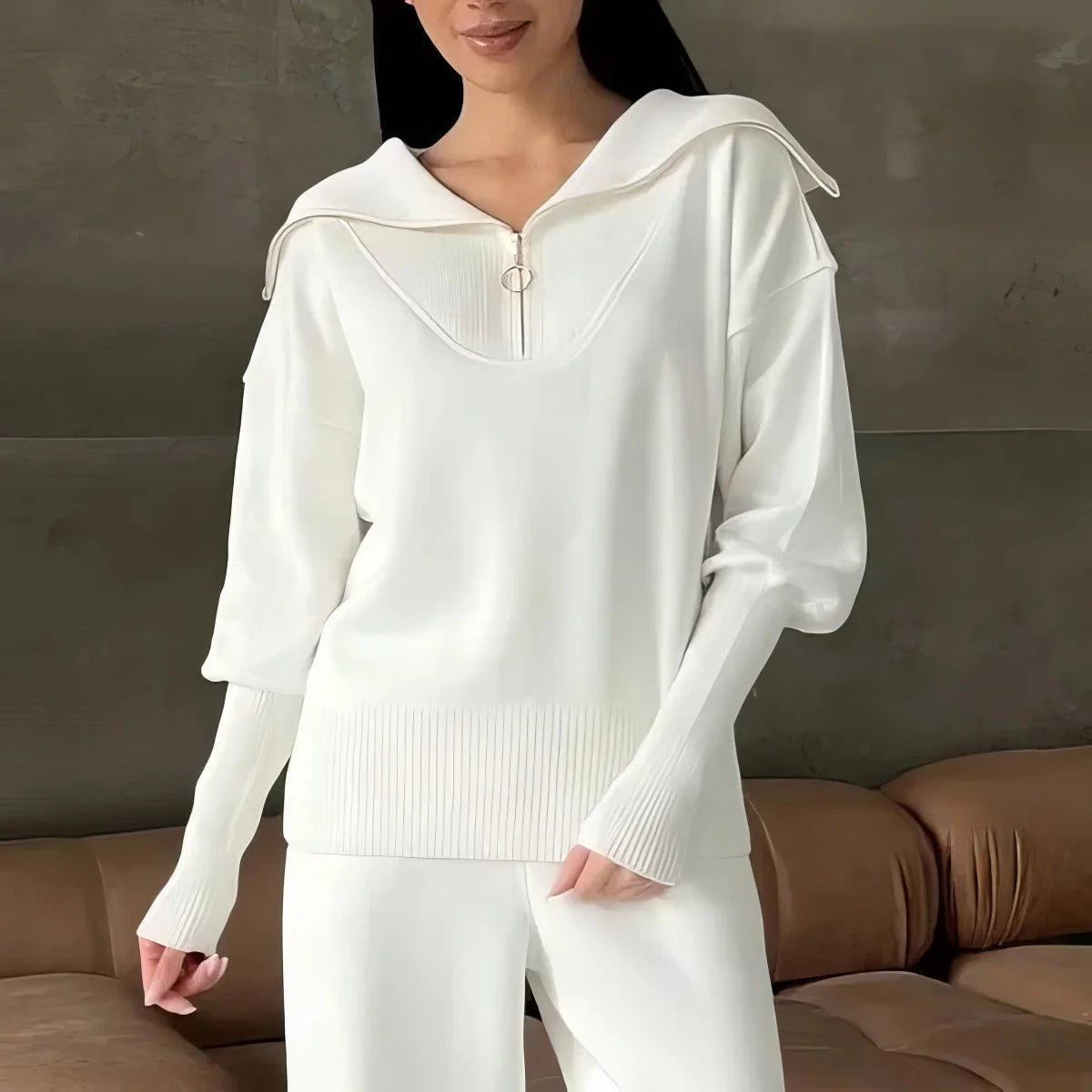 Set Women - Ribbed Lounge with Half-Zip Collar