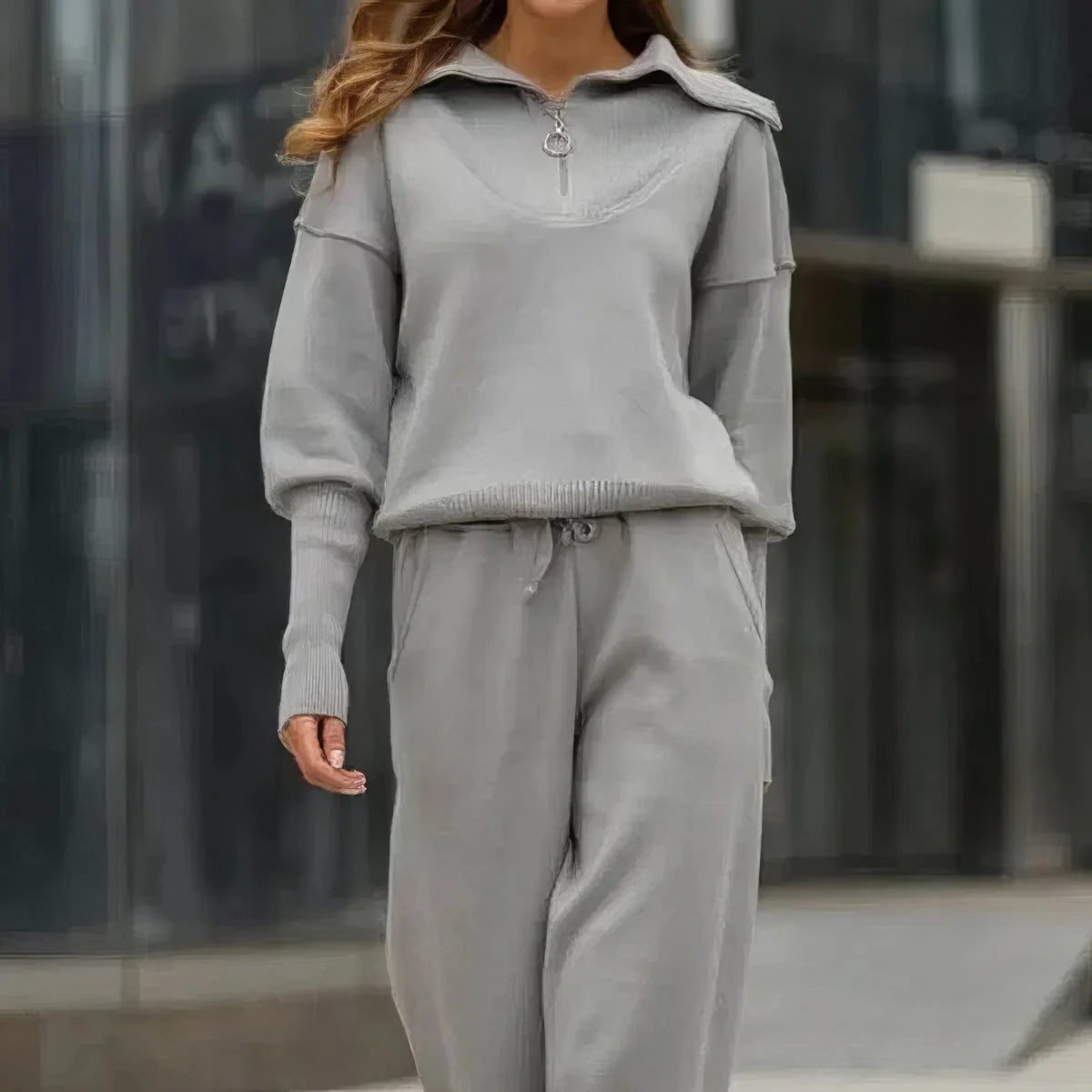Set Women - Ribbed Lounge with Half-Zip Collar