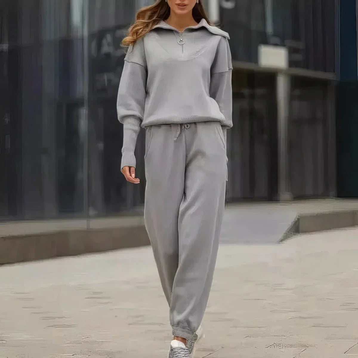 Set Women - Ribbed Lounge with Half-Zip Collar