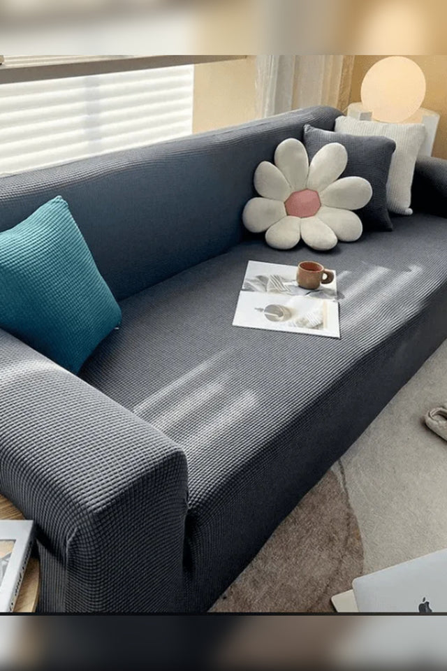 Settee Slipcover – jacquard weave, anti-slip backing, four colours