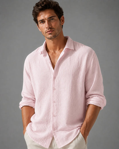 Shirt Men - Linen Button Shirt with Relaxed Fit
