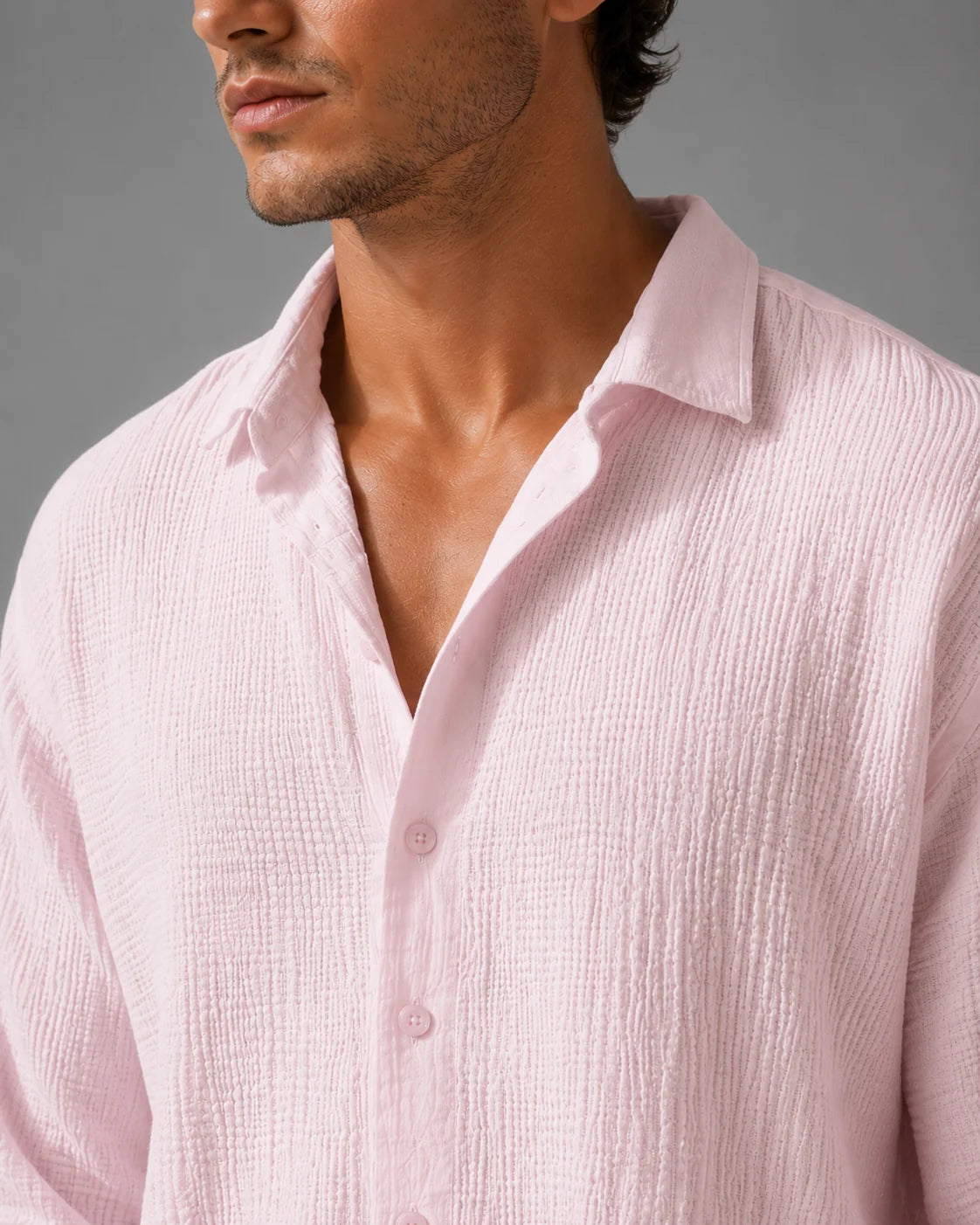 Shirt Men - Linen Button Shirt with Relaxed Fit