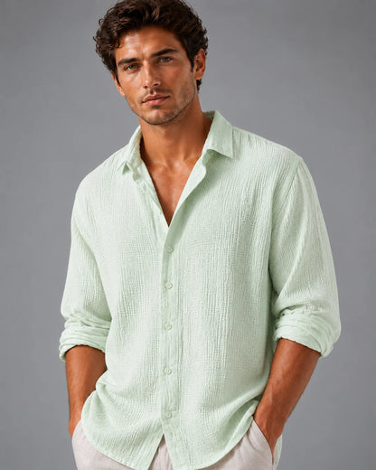 Shirt Men - Linen Button Shirt with Relaxed Fit