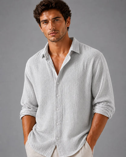 Shirt Men - Linen Button Shirt with Relaxed Fit