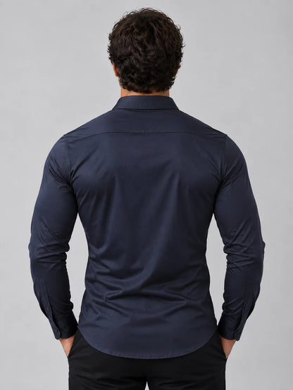 Shirt Men - Slim Fit Dress Shirt with Satin Look