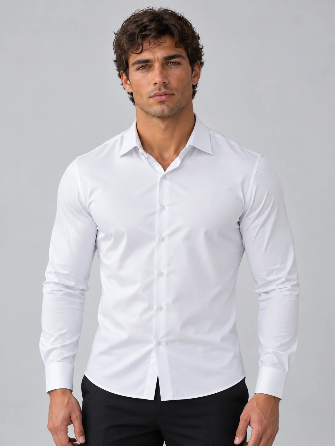 Shirt Men - Slim Fit Dress Shirt with Satin Look